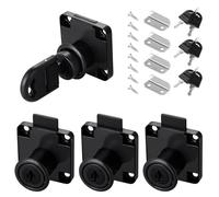 Faankiton 4 Sets Security Drawer Locks, Security Cam Lock 22mm, Black Cold Rolled Steel Security Cabinet Lock, Furniture Lock, Cylinder Security Cupboard Cabinet Locks with 8 Keys and Screws (Black)