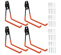 Faankiton 4PCS Garage Hooks, Universal Heavy Duty Steel Garage Storage Hooks Set, Wall-Mounted Utility Hooks and Hangers, Heavy Duty Steel Garage Storage Brackets (Large, Orange)