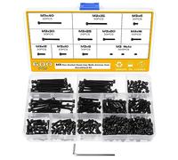 Faankiton 600 Pieces M3 Hex Socket Head Cap Button Screws Nuts and Bolts Set, 12.9 Carbon Steel Flat Cylindrical Assortment Kit, Hexagon Socket Head Cap Screws with the Hexagon Wrench