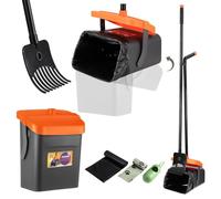 Faankiton Dog Pooper Scooper Swivel Bin & Rake Kit with 46" Long Handle, Dog Poop Picker, Adjustable Portable Pooper Scooper for Large Medium Small Dogs with 35 Waste Bags, Dog Waste Set for Yard Dirt