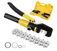 Faankiton Hydraulic Crimping Tool - 10 Tons, 4-70mm² Electric Battery Cable Lug Terminal Crimper with 9 Dies