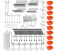 Faankiton Pegboard Hooks Assortment, Stainless Steel Pegboard Hooks Set Pegboard Hanging Accessories 1/8 and 1/4 inch for Organizing Various Tools in The Garage Kitchen Workbench Retail Shop (144PCS)