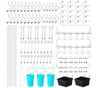 Faankiton Pegboard Hooks Assortment, Stainless Steel Pegboard Hooks Set Pegboard Hanging Accessories 1/8 and 1/4 inch for Organizing Various Tools in the Garage Kitchen Workbench Retail Shop (143PCS)