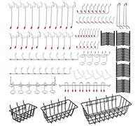 Faankiton Pegboard Hooks Assortment, Stainless Steel Pegboard Hooks Set Pegboard Hanging Accessories 1/8 and 1/4 inch for Organizing Various Tools in the Garage Kitchen Workbench Retail Shop (138PCS)