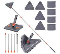 Faankiton Wall Cleaning Mop with 200cm Long Handle, Ceiling Cleaner Tool with 8 Microfiber Chenille Pads, Wall Cleaner Mop with Squeegee for Walls, Window, Floor, Car, Furniture, Baseboard (3-in-1)