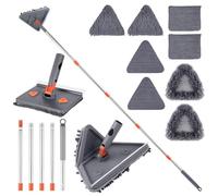 Faankiton Wall Cleaning Mop with 200cm Long Handle, Ceiling Cleaner Tool with 8 Microfiber Chenille Pads, Wall Cleaner Mop with Squeegee for Walls, Window, Floor, Car, Furniture, Baseboard (4-in-1)
