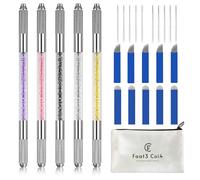 Faat3 Coi4 Microblading Pen, Microblading Supplies 5Pcs Double Sided Microblading Handles Microblade Pen with Disposable Microblading Blades for Lip, Eyeliner, Embroidery Eyebrow Microblade Tools