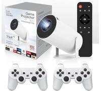 Faatchoi Portable Mini Video Projector, 30000+ Preloaded Games, Android TV 11.0 Smart Projector, 360 ANSI, WiFi and Bluetooth, HD 1080P, Ideal for Home Theater, Gaming, Home Theater, Gaming