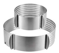 FAATCOI 2 Pack Cake Slicer, Stainless Steel Cake Cutter Leveler 7-Layer 6-8 inch / 9-12 inch Adjustable Cake Ring Molds for Baking, Cutting and Slicing Cakes - Silver