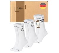 faav Breathable & Soft Cotton Novelty Socks for Women, Good Vibes Retro Stripes Tennis Crew Socks, Funny Socks with Quotes Gift Ideas - 3 Pairs (Quotes, UK Size 2-5)