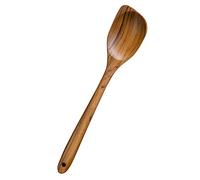 FAAY 13.5" Corner Spoon, Left Hand Scraper, Wooden Spoons for Cooking Handcraft from High Moist Resistance Golden Teak Wood | Durable, Healthy, Ergonomic Handle