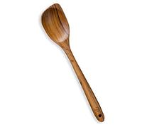 FAAY 13.5" Corner Spoon, Right Hand Scraper, Wooden Spoons for Cooking Handcraft from High Moist Resistance Golden Teak Wood | Durable, Healthy, Ergonomic Handle