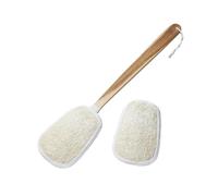FAAY 17 Inch Natural Exfoliating Loofah Back Scrubber On a Stick with Luffa Sponge Pads Refills - Long Handle Loofa Body Bath & Shower Brush for Men & Women