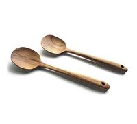 FAAY 2 Teak Serving Spoons, 9.5 Inches Wooden Spoon, Small Cooking Spoon, Salad Servers, Handcrafted from High Moist Resistance Teak, 100% Healthy Utensils