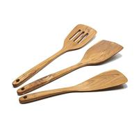 FAAY 3-in-1 Wooden Spatulas, Kitchen Utensils, Cooking Utensil, 100% Healthy Utensils from High Moist Resistance Teak, Eco-Friendly Wood Spatula for Non Stick Cookware
