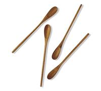 FAAY 4 Pcs 9.5” Long Wooden Spoon, Ice Tea Spoon, Handcrafted from High Moist Resistance Teak, Iced Teaspoon for Mixing, Cocktail Stirring, Tea, Drip/French Press Coffee