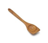 FAAY Left-Hand Wooden Chopper - 13.5” Teak Meat Chopper for Left-Handed Cooking, Flat-Edge Tool for Breaking Up Ground Beef, Scraping & Stirring, Handcrafted Thai Teak, Safe for Nonstick Cookware