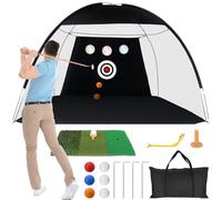 Faazy Golf Practice Net for Garden with 6 Balls Swing Correction Trainer Carry Bag Chipping Turf Mat for Backyard Driving Indoor Outdoor Use, 10x7ft
