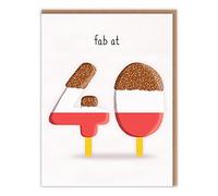 Fab at 40 - Happy 40th Birthday Card - 'Fab at 40' - Funny Retro Ice Lolly Design - Perfect for Women - For Her Mum Daughter Auntie Sister Wife or Mate