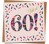 Fab at 60! 60th Birthday Card - Colorful Confetti Square Greeting Card, 145mm x 145mm - Includes Kraft Envelope - Milestone Sixtieth Card for Women or Men
