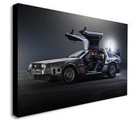 FAB Back To The Future DeLorean - Canvas Wall Art Framed Print - Various Sizes (A3 16x12 inches)