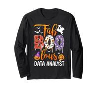 Fab Boo Lous Data Analyst Boo Ghost Pumpkin Halloween Long Sleeve T-Shirt