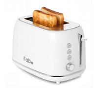 Fab by Kitchen in the box Toaster 2 Slice, Extra Wide Slot with 7 Browning Levels, Defrost, Reheat & Cancel Functions, Removable Crumb Tray, 800W (White)