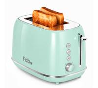 Fab by Kitchen in the box Toaster 2 Slice, Extra Wide Slot with 7 Browning Levels, Defrost, Reheat & Cancel Functions, Removable Crumb Tray, 800W (Green)