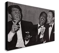 FAB Dean Martin, Sammy Davis Jr. And Frank Sinatra Laughing - Canvas Wall Art Framed Print - Various Sizes (A4 12x8 inches)