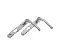 Fab & Fix - UPVC Hardex Satin (Silver) Windsor Door Handle Set, 92mm PZ, Lever/Lever, 122mm Screw Centres for External Doors