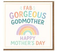 Fab Gorgeous Godmother Mother's Day Card - Pastel Rainbow Design with 'Happy Mother's Day' Message