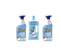 Fab Int ProductsFlash Multi Purpose Home Spray 800ml with Bicarbonate of Soda - Traditional Formula (Pack of 2) + Bicarbonate Liquid 1L