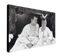 FAB Laurel And Hardy In Bed Wall Art - Wrapped Framed Canvas Wall Art (A0 [46 x 32 inch / 117 x 81 cm])