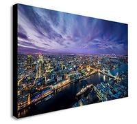 FAB London Skyline At Night - Canvas Wall Art Framed Print. Various Sizes (A1 32x24 inches)