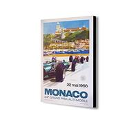 FAB Monaco Grand Prix 1966 Vintage - Canvas Wall Art Framed Print - Various Sizes (A2 24x16 inches)