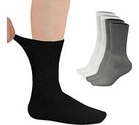 FAB-ON UK Diabetic Socks Non-Binding, 3,6,9,12 Pairs Non Elastic Gentle Grip for Swollen & Painful Legs, Extra Wide Breathable Cushioned Sock For Comfortable Feet Ankle Smooth Toe Seam Men Size 6-13