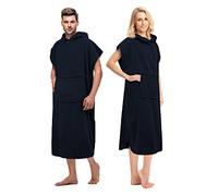 FAB-ON UK Poncho Towels Changing Robe for Swimming Outdoor, Beach, Light Weight, 100% Cotton Changing Towel with Mobile Front Pocket, Hooded Surf Poncho for Men & Women S/M & L/XL Size