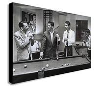 FAB Rat Pack Playing Pool Famous Actors/Singers Canvas Wall Art Framed Print - Ready to Hang (A3 16x12 inches)