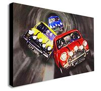 FAB The Italian Job - Mini Cooper - Canvas Wall Art Framed Print - Various Sizes (A2 24x16 inches)