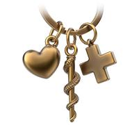 FABACH Aesculapse Staff Keyring with Cross and Heart - Nurse Gifts Nurse Gifts Doctor Gifts Doctors Keyring Nurse Elderly Carer Gift Medicine Student, Antique bronze, 1, Modern