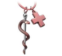FABACH Aesculapse Staff Keyring with Medical Cross - Nurse Gifts Nurse Gifts Doctor Gifts Doctors Keyring Nurse Elderly Carer Gift Medicine Student, Antique rose gold., standard size, Medical