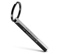 FABACH Cuboid Key Ring "Drive Carefully Ich Need Dich" - Cuboid Car Keyring Made of Stainless Steel - Rod Pendant with Deep Filigree Engraving "Fahr Careful", black, standard size
