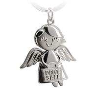 FABACH Emmy Guardian Angel Keyring with Engraving Drive Safe - Cute Angel Pendant Made of Metal - Gift Lucky Charm Car Driving Licence - Drive Carefully Keyring, silver (Silver) - FB_EMMY_S