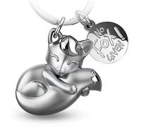 FABACH Fox Keyring Foxy with Engraving - Cute Keyring Fox - Lucky Charm for Women - Fox Gift - Fox Pendant - No Fox Given, silver