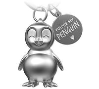 FABACH Frosty Penguin Keyring - Penguin Lucky Charm Gifts Girlfriend or Boyfriend - Partner Gift Love Keyring for Birthday, Anniversary - Engraving You're My Penguin, Silver (matte), standard size,