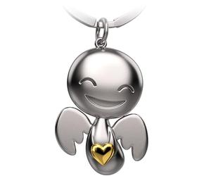 FABACH Guardian Angel Heart Keyring - Gold, Modern - Angel Lucky Charm Keyring - Gift Idea for Her