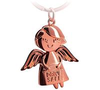 FABACH Guardian Angel Keyring Emmy with Engraving Drive Safe - Cute Angel Pendant Made of Metal - Gift Lucky Charm Car Driving Licence - Drive Carefully Keyring, Rose Gold, standard size, Classic