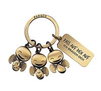 FABACH Guardian Angel Keyring Happy Trio with Engraving - Car Keyring Angel with Message Engraving for Drivers - Gift Lucky Charm Car Driving Licence - Pass auf dich auf