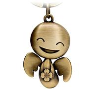 FABACH Guardian Angel Keyring Happy with Clover Leaf - Lucky Angel Made of Metal - Good Luck Charm Car Angel Pendant - Good Luck Gift, Antique bronze, 1 Stück,
