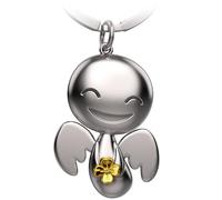 FABACH Guardian Angel Keyring Happy with Clover Leaf - Lucky Angel Made of Metal - Good Luck Lucky Charm Car Angel Pendant - Gift Good Luck Clover - Gift Lucky Charm, gold, 1, Modern
